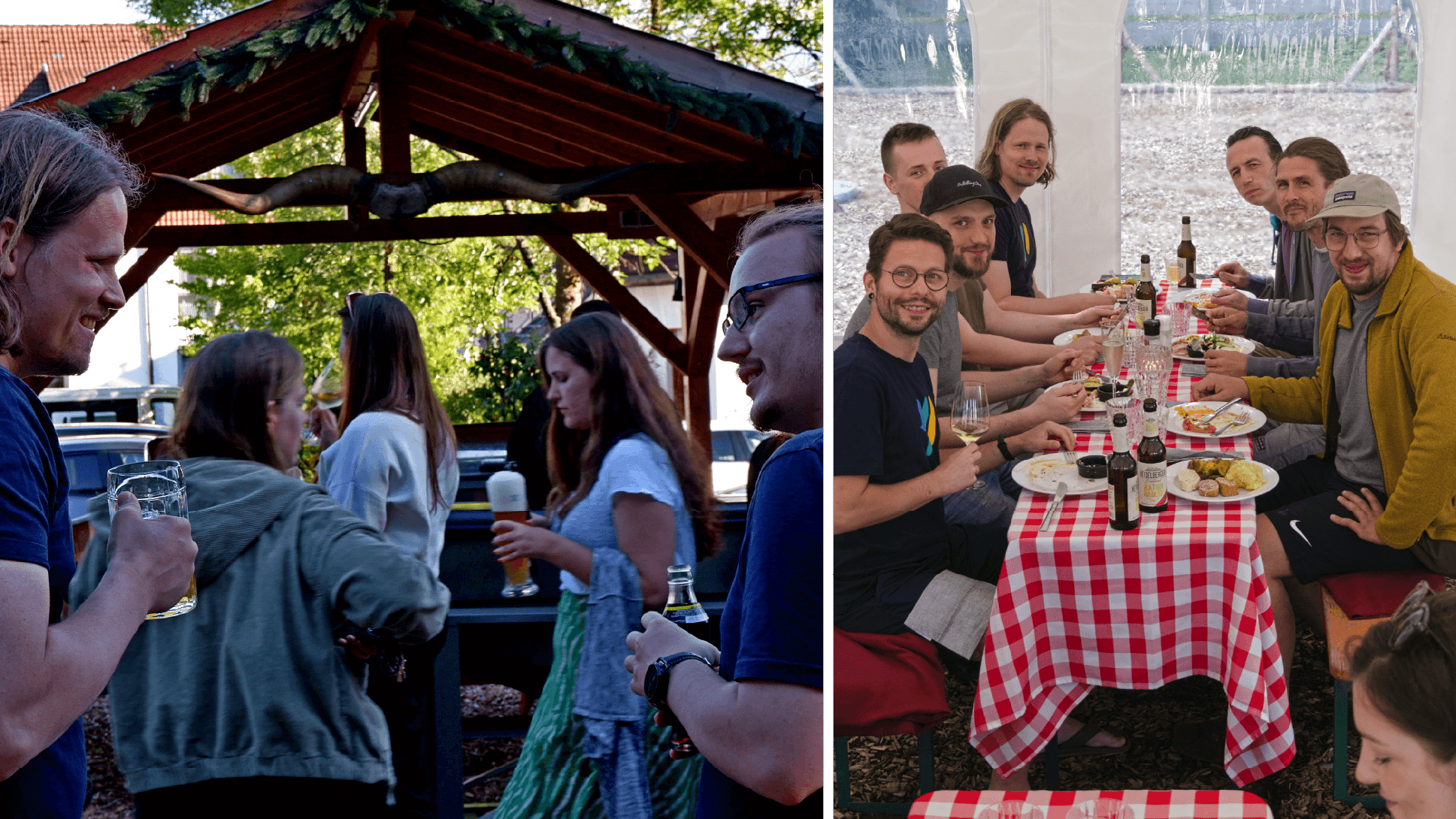 Colleagues enjoy delicious barbeque