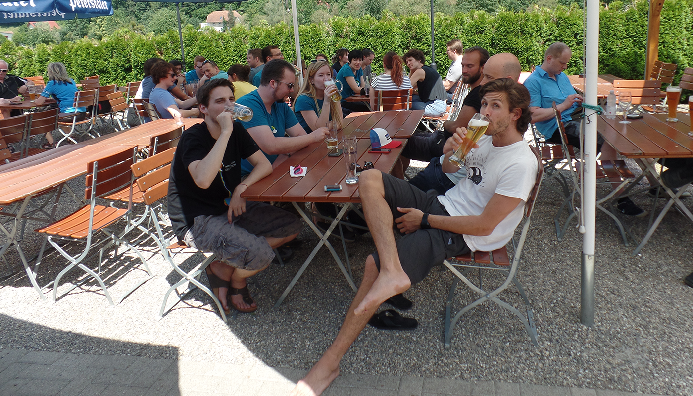 We had a beer or two after the Sommerrodelbahn adventure.