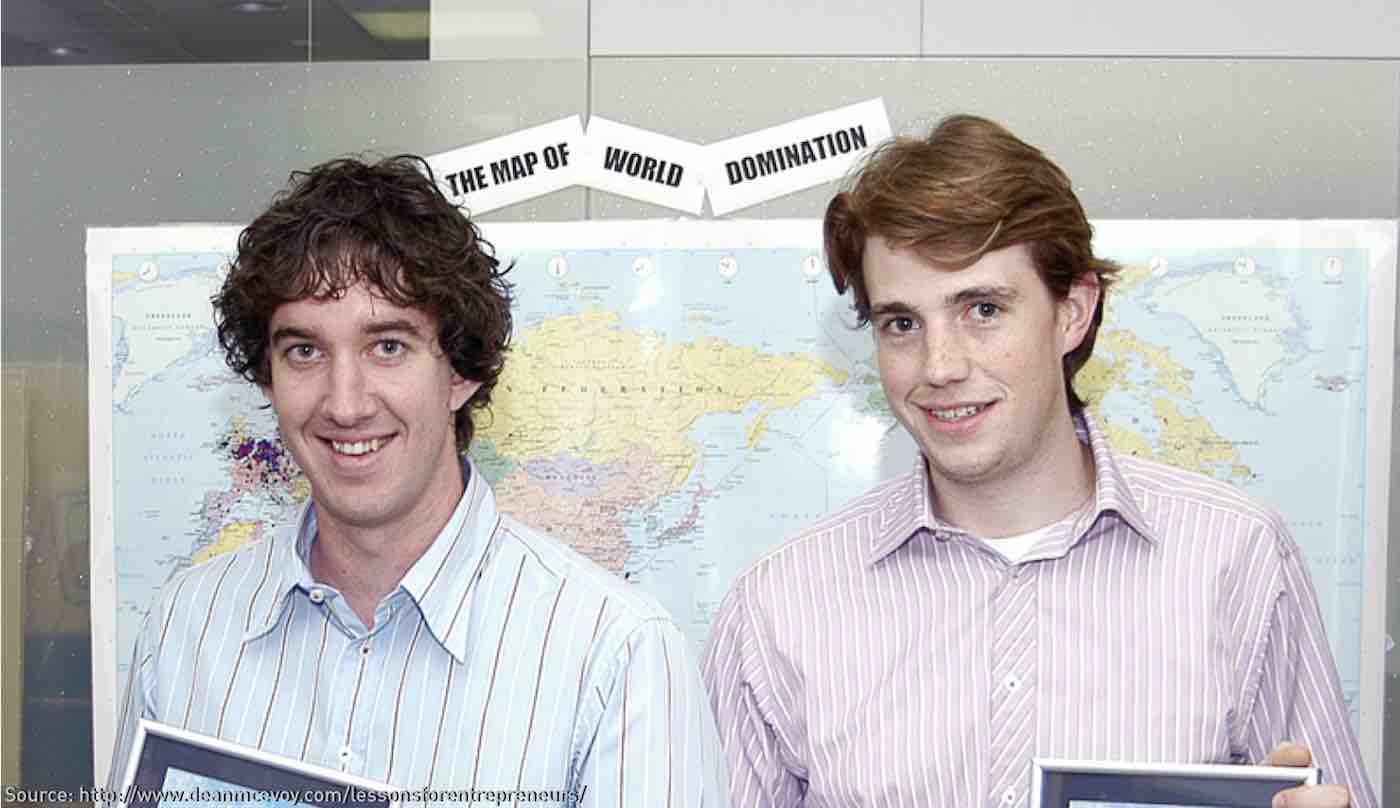 The young Atlassian founders Scott Farquhar and Mike Cannon-Brookes