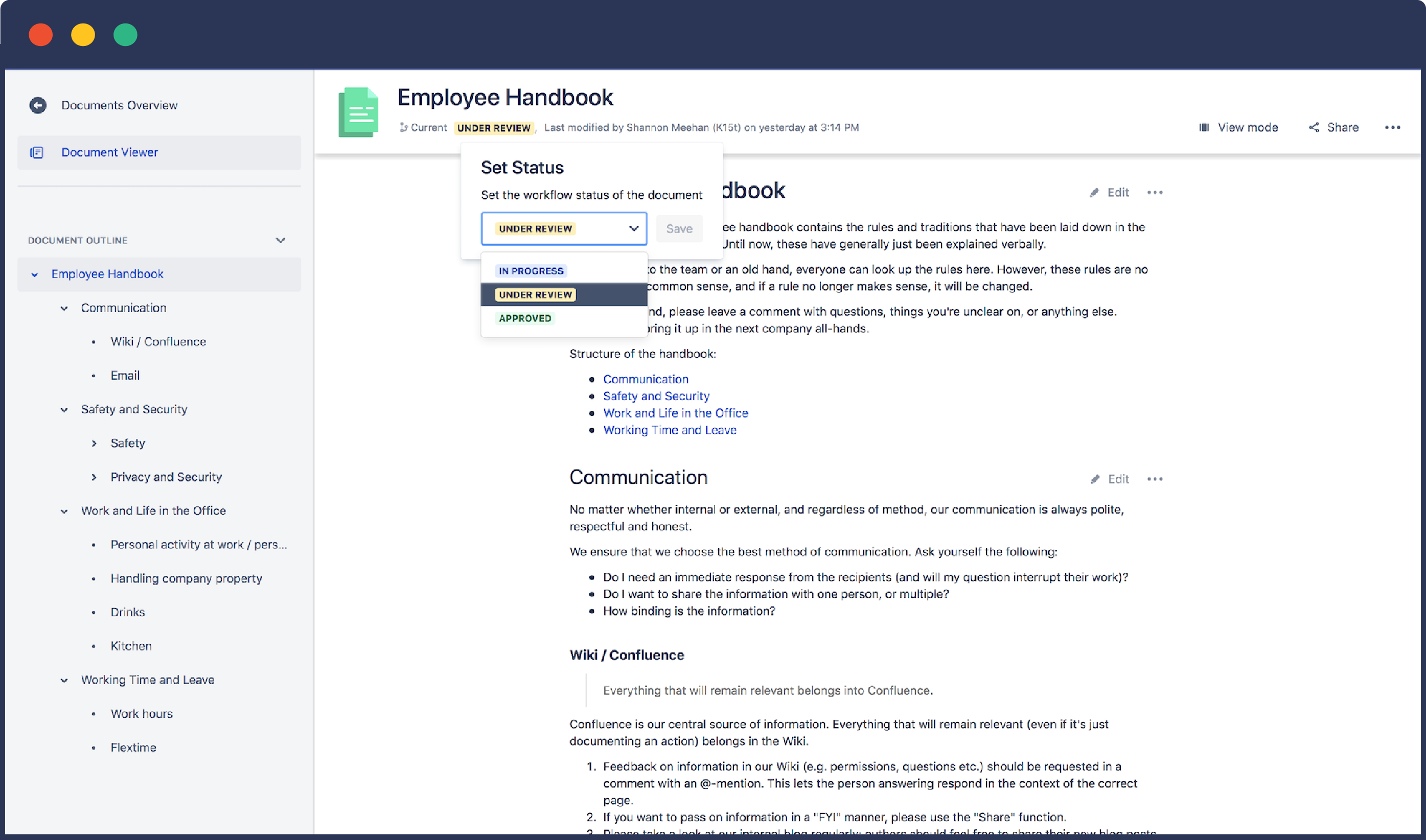 Scroll Documents for Confluence Workflow Status