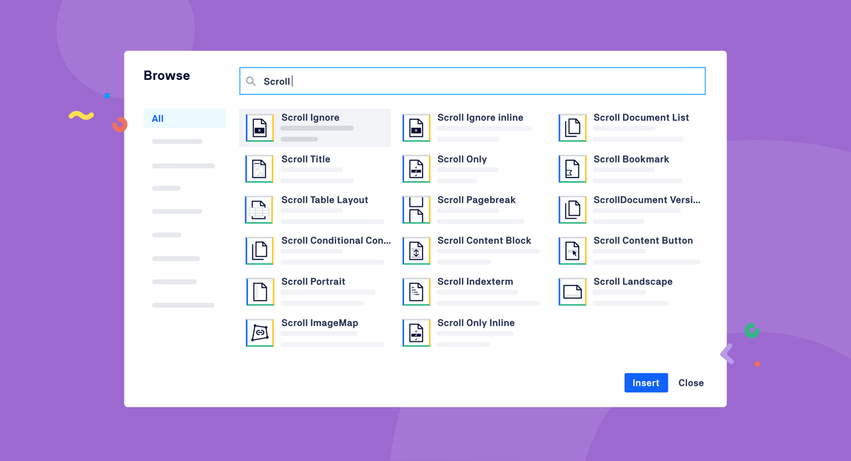 After installing the app, you will have access to 13 Scroll Macros which can be used directly in your pages to control and influence the output of the exports from our Scroll Exporter apps.