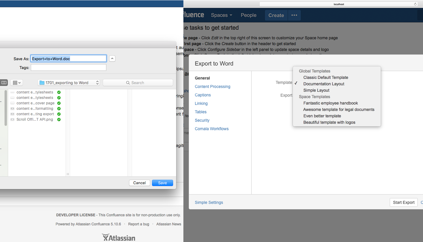 Multiple templates in Confluence Word exporter VS Scroll Office