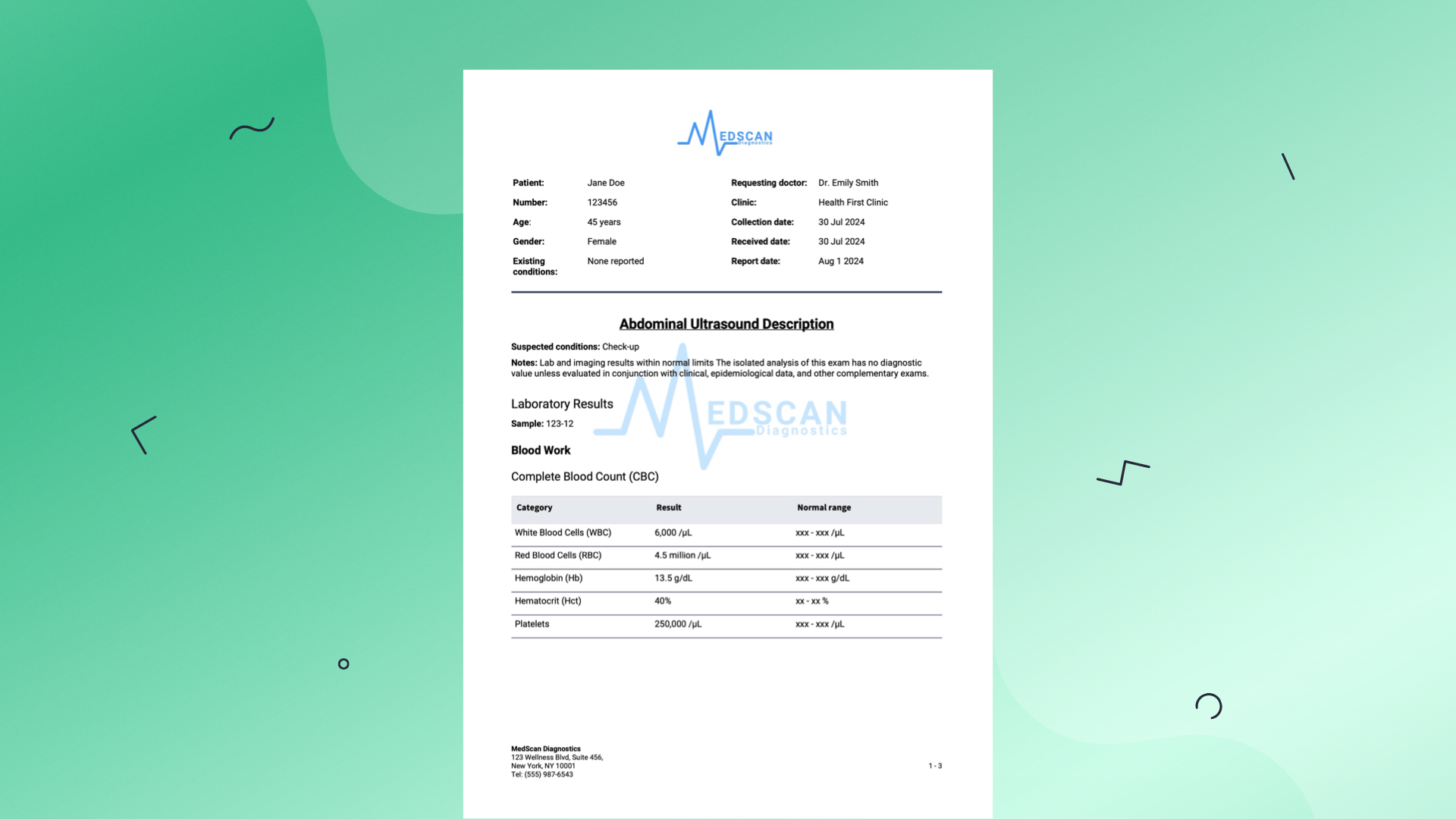 Medical Lab Report Template Thumbnail image