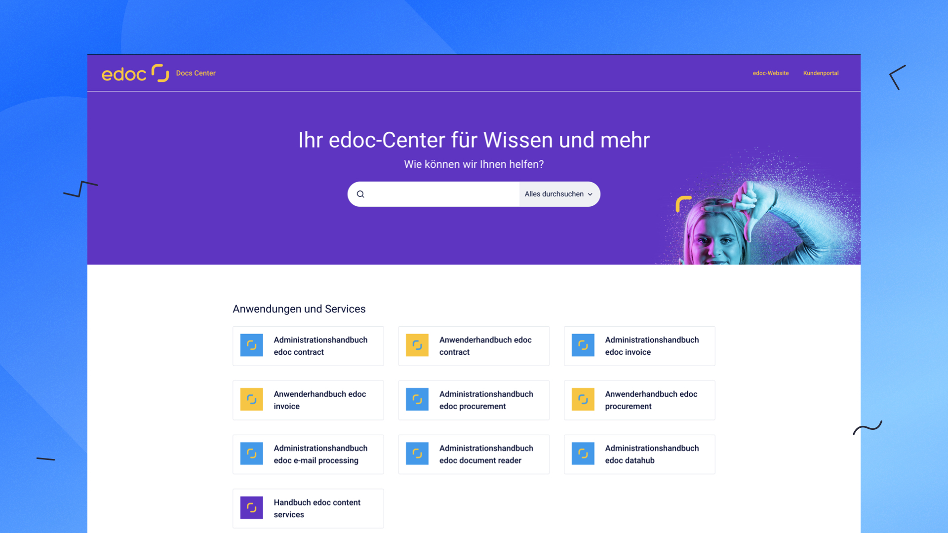 edoc's help center - built using Scroll Viewport