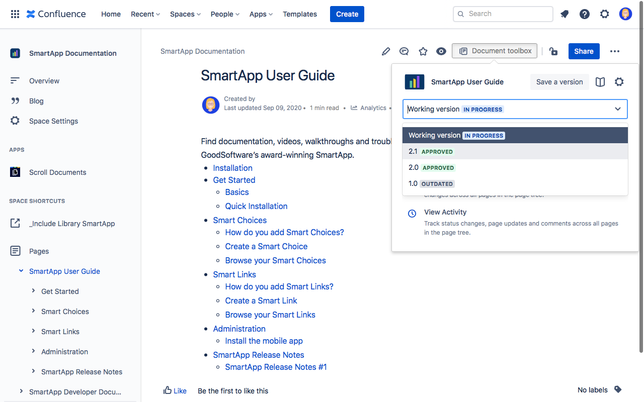 Manage Versioned Content in Confluence Cloud With Scroll Documents header image