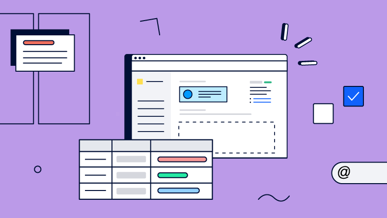 Illustration of website page and chart..